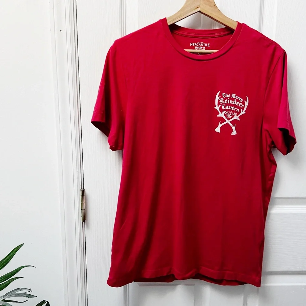 J. Crew Broken In Crew Neck Short Sleeve Holiday T-shirt in Red